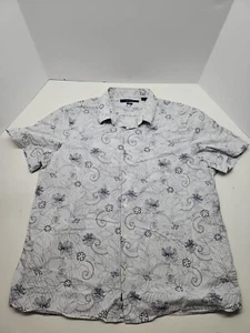 Perry Ellis Shirt Mens Size XXL Short Sleeve Striped Floral Pattern - Picture 1 of 5