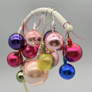 MCM VTG Lot WIRED XMAS BALL ORNAMENTS & CRAFT PICKS Glass Plastic PINK PURPLE + - Picture 1 of 24