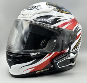 Shoei RF-1200 Incision Full Face Helmet L Red White w/ CARDO PACKTALK BLUETOOTH