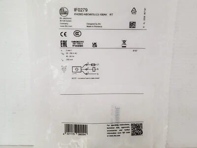 IFM ELECTRONIC IFA2002-ABOW/SL/LS-100AK RT PROXIMITY SENSOR (IF0279) NIB - Image 1 of 3