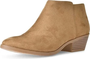 Soda Mug Natural Low Chunky Block Stacked Heel Suede Western Ankle Bootie - Picture 1 of 1
