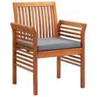 Outdoor Garden Patio Dining Chair Solid Acacia Wood With Weather Resistant Cushi