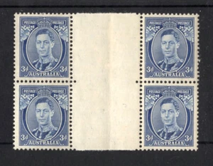 M2115 Australia 1937 SG168 - 3d blue (Die I) in a gutter block of 4. - Picture 1 of 2