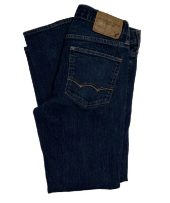 Pantalones de mezclilla ajustados American Eagle para hombre 30 X 30 lavado oscuro elásticos 98 % algodón usados en excelente estado Foto 1 de 4