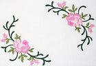 Rose motif Embroidered quilt label pink spray floral flower green text included