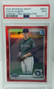 Logan Gilbert 2020 Bowman Draft Chrome - Red Refractor PSA 9 Mint - Picture 1 of 2
