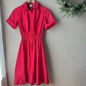 Altogether Fashions Damen 50er Jahre Shirt Taille Kleid Brusttasche halber Reißverschluss rot S/M - Bild 1 von 16