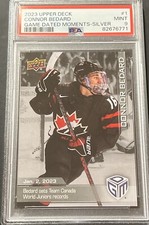 2023 Upper Deck CONNOR BEDARD Game Dated Moments Rookie SILVER PSA 9 MINT RC #1