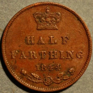 1844 Great Britain 1/2 Farthing Victoria KM# 738 - Picture 1 of 2