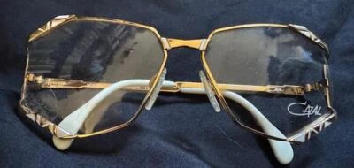 Vintage CAZAL 245 EYEGLASSES FRAMES Women Gold Open Lens White Display 130 - Image 1 of 4