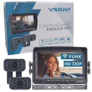 7" FUNK-HD-Rückfahrkamera PREMIUM PRO HD 2 Kameras Wohnmobil LKW Distanzlinien - Bild 1 von 8