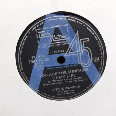 Stevie Wonder - You are The Sunshine (Tamla TMO-10202) Aussie A-LABEL sample 45 - Image 1 of 2