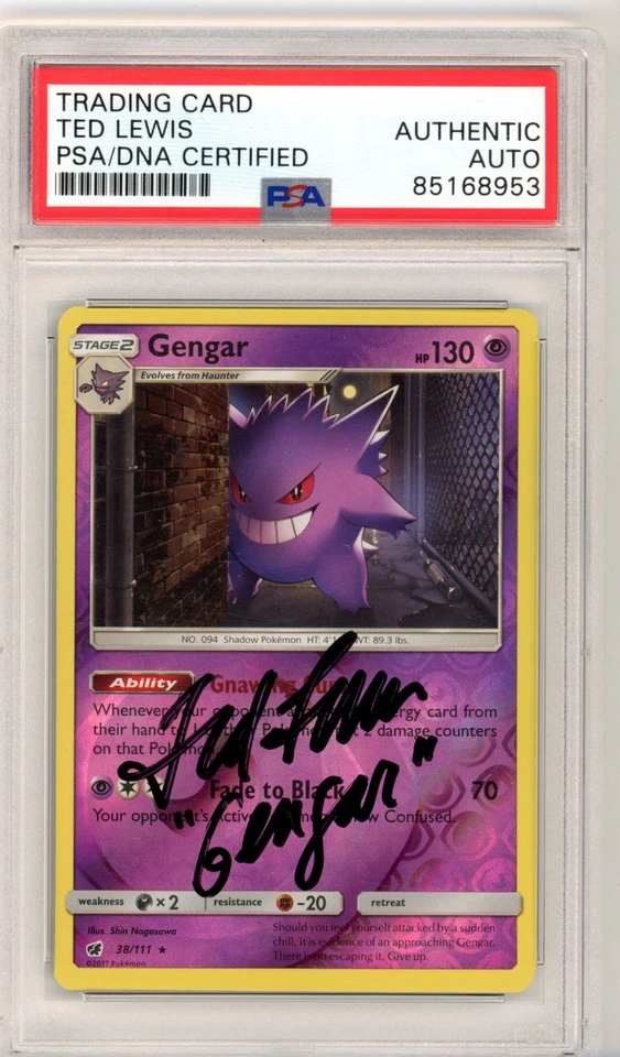PSA Signed Ted Lewis Pokémon TCG Gengar Crimson Invasion 38/111 Reverse Holo - Image 1 of 2