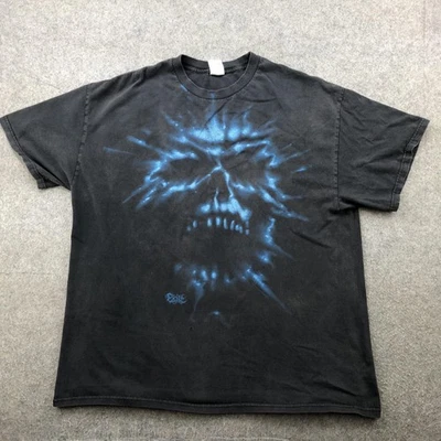 Camisa Calavera Exile Para Hombres 2XL Negra Azul Gráfica Aerógrafo Gótico Terror Y2K De Colección Foto 1 de 4