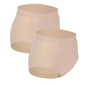 LUEXBOX Damen Reise Unterwäsche Secret Pocket Höschen 2er Pack Braun Medium - Bild 1 von 4