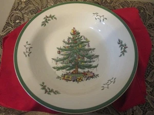 Vtg Spode 12" Pasta/ Serving Bowl S332 Excellent Xmas Tree Green EUC - Picture 1 of 3