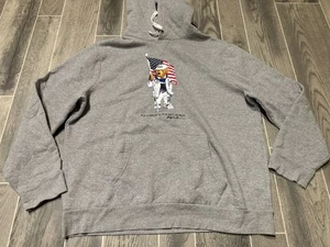 Ralph Lauren Polo Teddy Bear Team USA Olympics 2020 Hoodie Men’s Size XL Gray - Picture 1 of 6