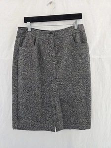 Talbots Twed Wool Blend Black Midi Skirt W/ Pockets. Lined. Ladies Size 10 - Picture 1 of 10