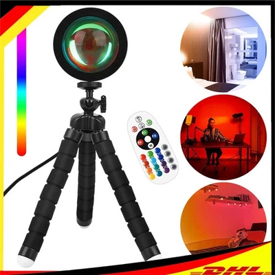 Sunset Lamp Projection Sonnenuntergang Lampe RGB LED Projektor Lichter Room Deko - Bild 1 von 4