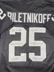 Fred Biletnikoff Signed Stat Inscribed Custom Jersey Beckett COA Raiders L1 - Picture 1 of 5
