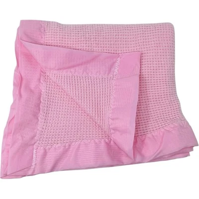 Bright Future Pink Acrílico Térmico Tejido Waffle Nylon? Manta bebé ribete 36x50 Foto 1 de 4