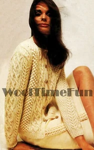 Knitting Pattern Classic Cable/Aran Cardigan/Jacket. Knit in 4 Ply or Aran Yarn - Picture 1 of 1