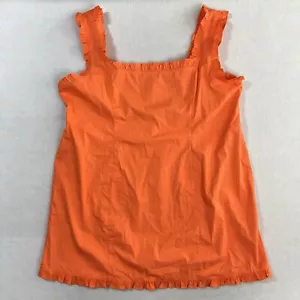 J. Crew Ruffle Trim Mini Dress Size 24 Women Orange Cotton Poplin Sleeveless Top - Picture 1 of 17