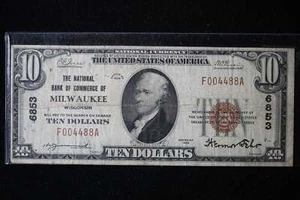 1929 $10 moneda nacional, Milwaukee, Wi., venta de tienda 091044 - Imagen 1 de 2