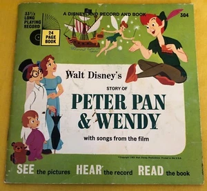 Walt Disney’s Peter Pan and Wendy Record And Book 1952 304 Disneyland Records - Foto 1 di 3