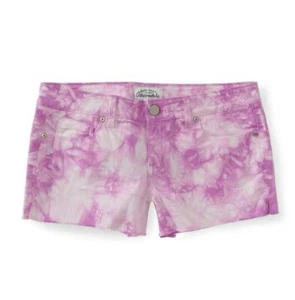 NEW AEROPOSTALE Tie-Dye Denim Shorty Shorts Purple Cut Off NWT Size 5 6 - Picture 1 of 5