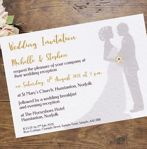 50 Wedding Invitations / Evening Invitations PERSONALISED MANY COLOURS W43 - Picture 1 of 6