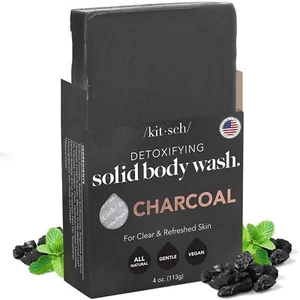Charcoal Soap Bar 4oz Detox Oil Control Natural Vegan Face Body Cleanser USA - Picture 1 of 1