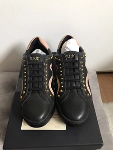 Zapatos de snacker de mujer Liu.Jo Milano nuevos talla 36 cuero con remaches logotipo multicolor - Imagen 1 de 11
