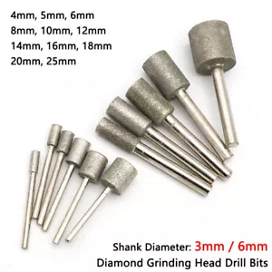 Brocas de cabezal de molienda cilíndrico de diamante de 4-25 mm vástago de 3/6 mm para herramientas Dremel - Imagen 1 de 6