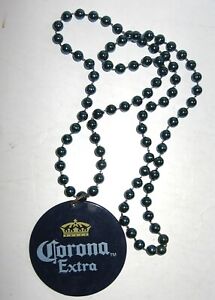 Blue Corona Extra Beer Mardi Gras Beads Necklace with Pendant