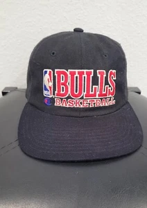 RARE Vintage 1994 NBA Chicago Bulls Champion Snapback Wool Hat, Black/Red - Picture 1 of 12