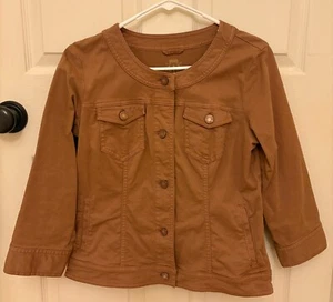 TALBOTS Light Brown 3/4 Sleeve Denim Jacket Size 10 Petite (10P) - Picture 1 of 2