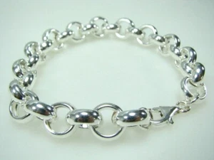 Pulsera de cadena rolo de plata esterlina de 12 mm con cierre seguro, pesada y audaz - Imagen 1 de 2