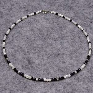 Achat Halskette, 925er Silber, Edelsteinhalskette (K929), Perlmutt, Schmuck - Bild 1 von 1