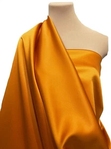 DUCHESS SATIN PUMPKIN ORANGE  BRIDESMAID FORMAL FABRIC POLY 58" BTY (REDUCED) - Picture 1 of 1