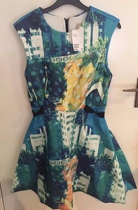 H&M SCUBA DRESS..HOLIDAY SCENE PATTERN..SIZE 14..BRAND NEW..HOLIDAYS - Picture 1 of 7