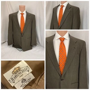 Baroncelli Italy Men’s Blazer 40R Brown Check 100% Wool 40 R NWOT YGI Q1-131 - Picture 1 of 11