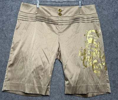 Baby Phat Shorts Womens 18 Gold Satin VTG Bermuda Rhinestones 90s Hip Hop Street - Image 1 of 4