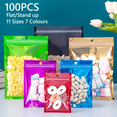 Resealable Grip Seal Bag Zip Lock Aluminum Foil Stand Up Pouch Food Grade 7Color - Image 1 of 4