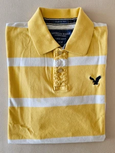 American Eagle Outfitters Polo Shirt Men’s Yellow White Stripes Size M - Picture 1 of 11