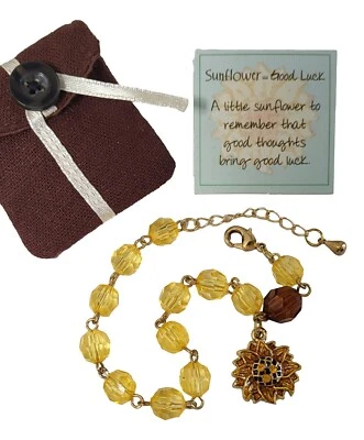 Pulsera Girasol Mujer - Buena Suerte Cuentas Dije Joyería Regalo con Mensaje Foto 1 de 3