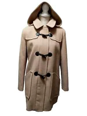 Larry Levine Women's Wool Camelhair Blend Hooded Zip Up Toggle Duffle Coat 8 - Image 1 of 4
