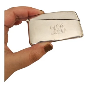 Antico astuccio porta carte in argento sterling monogramma DB - Foto 1 di 7