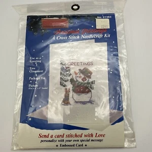 Kit Needlecraft Vintage TITAN Natale 91363 Punto Croce ""Saluti"" 1988 - Foto 1 di 4