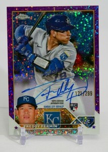 FREDDY FERMIN 2023 TOPPS CHROME ROOKIE PURPLE SPECKLE REFRACTOR AUTO #ED /299